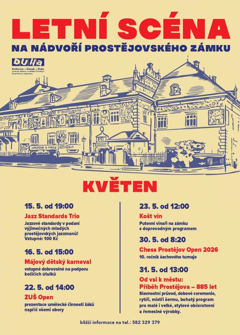 Letní scéna na nádvoří prostějovského zámku