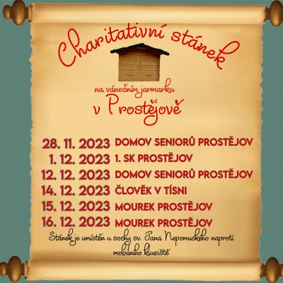 Charitativní stánek na vánočním jarmarku