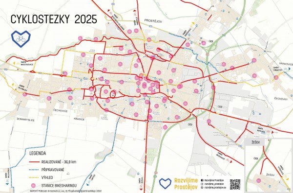 Mapa cyklostezek 2025