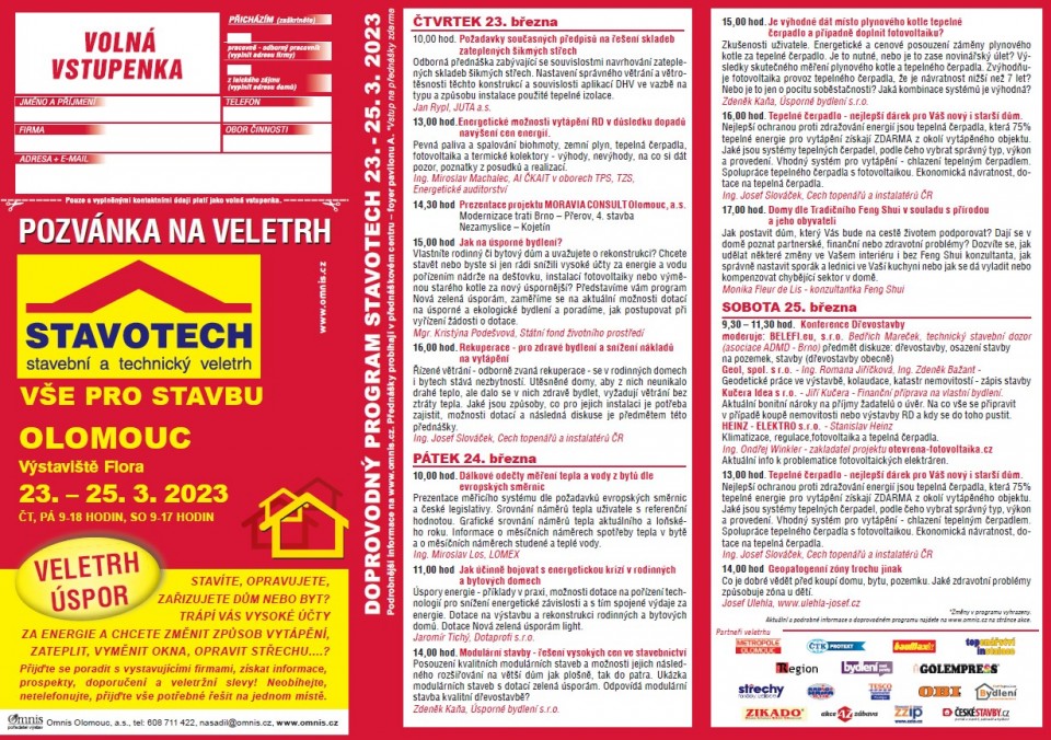 Veletrh STAVOTECH se bude konat v Olomouci příští týden!