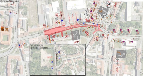 Situace zavřeného úseku - 3. fáze