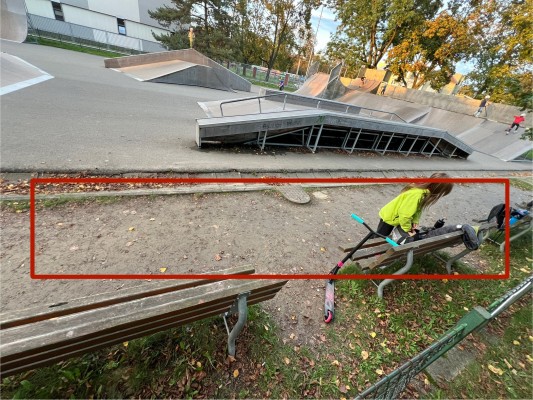 Vydláždění odkládací a odpočinkové plochy ve skateparku